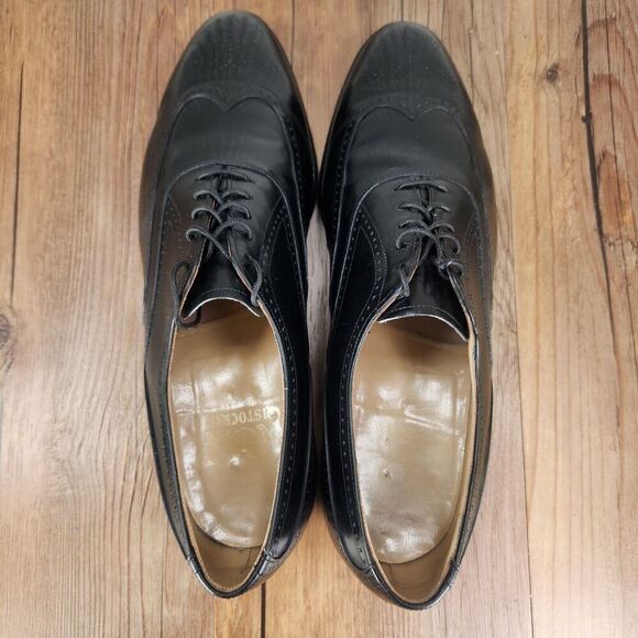 VTG Johnston Murphy Aristocraft Wingtip Oxfords Mens Sz 10 D Black Leather Shoes